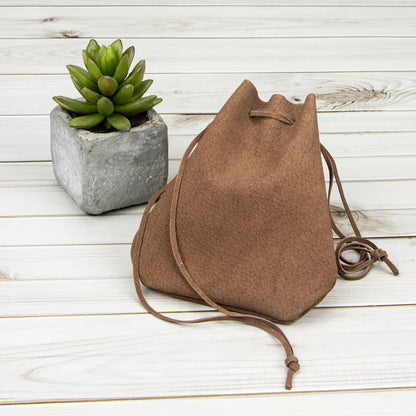 PROJECT KIT Leather Suede Drawstring Pouch / Mollies New Zealand
