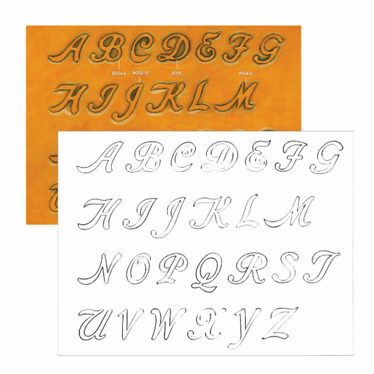 MAKERAID Embossed Pattern 1" Cursive Alphabet / Mollies New Zealand