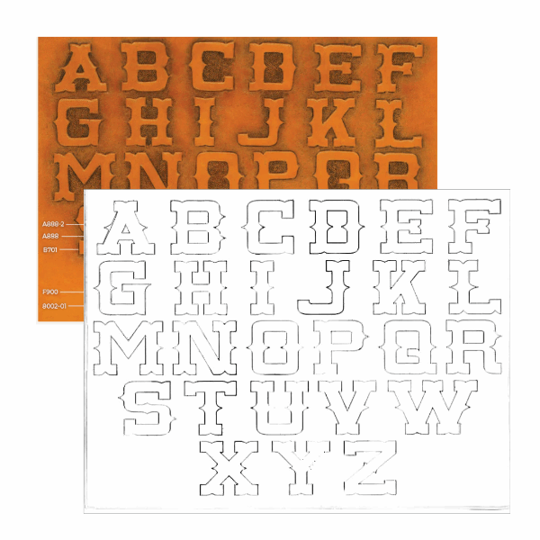MAKERAID Embossed Pattern 1-1/4" Old Western Alphabet / Mollies New Zealand