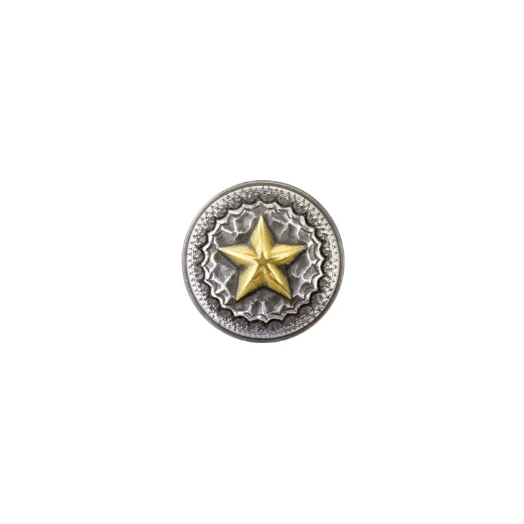 IVAN Hammered Texas Star Concho Antique Silver Antique Gold 20mm (3 4") / Mollies New Zealand