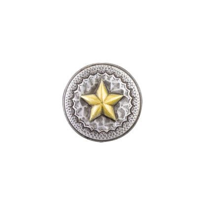 IVAN Hammered Texas Star Concho Antique Silver Antique Gold 25mm (1") / Mollies New Zealand