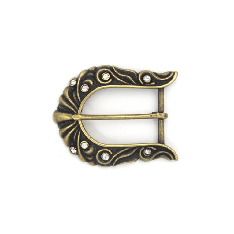 IVAN Western Crystal End Bar Buckle Antique Brass 38mm (1-1 2") / Mollies New Zealand
