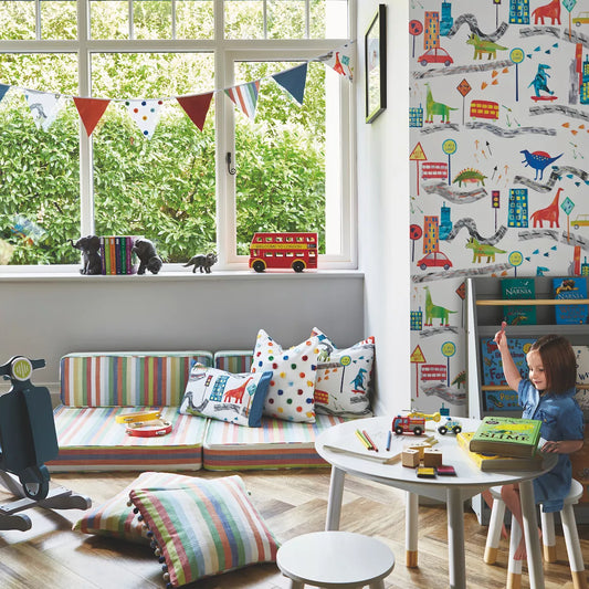 Warwick Fabric Dino City / Mollies New Zealand