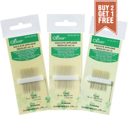 CLOVER Hand Needles Gold Eye Applique / Mollies New Zealand