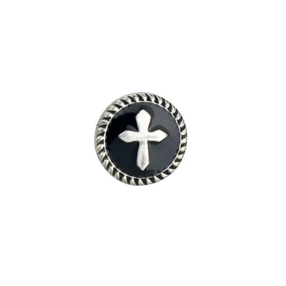 IVAN Epoxy Cross Concho Antique Silver Black 13mm (1 2") / Mollies New Zealand