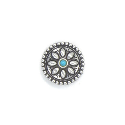 IVAN Dixie Turquoise Concho Antique Silver Turquoise 30mm (1-3 16") / Mollies New Zealand