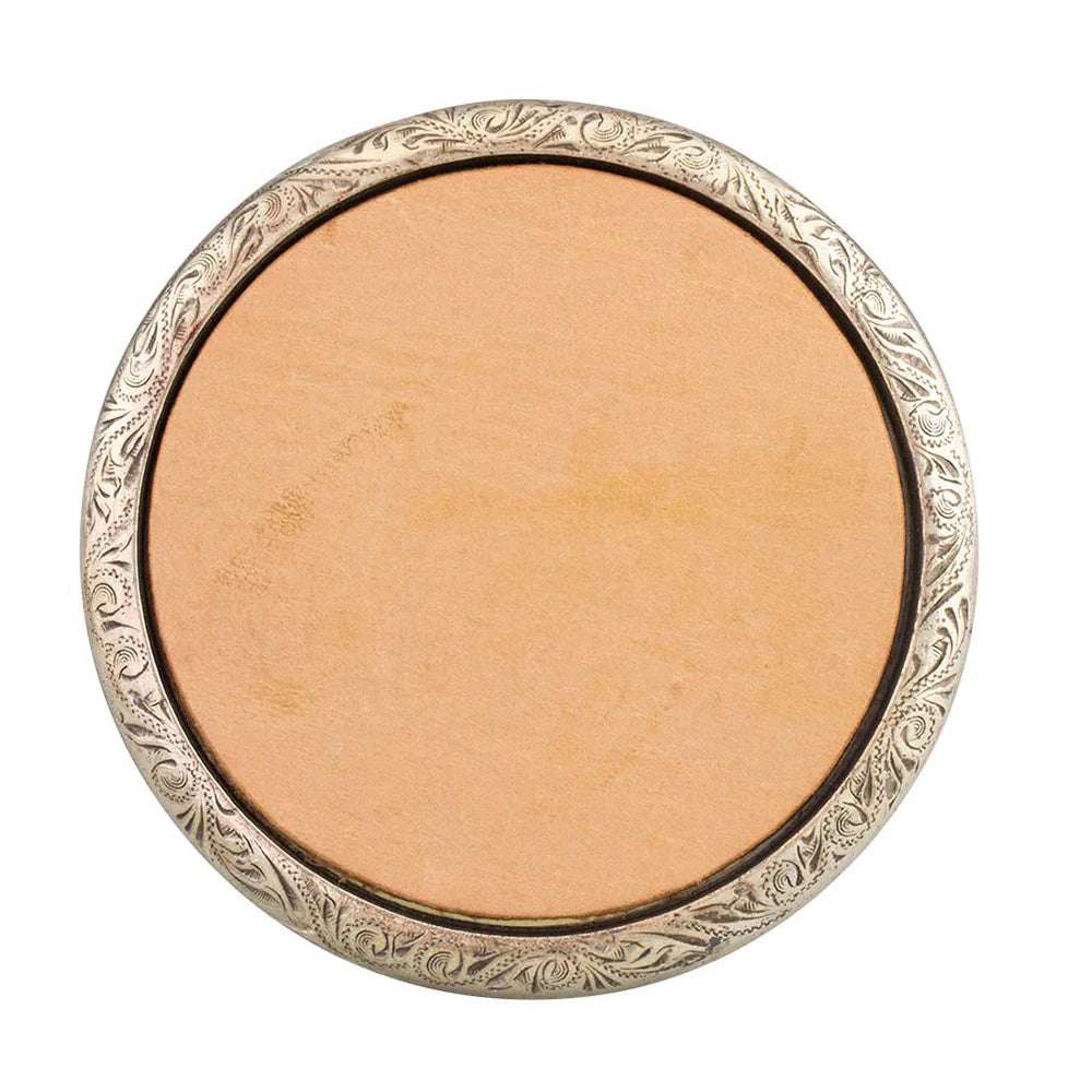 Coaster Holder Engraved Antique Silver + Adhesive 95mm (3-3 4") / Mollies New Zealand