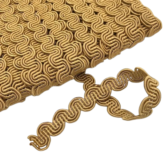 GIMP BRAID Curved 13mm Gold Per meter / Mollies New Zealand
