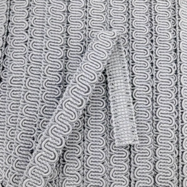 GIMP BRAID Scroll 15mm Light Grey Per meter / Mollies New Zealand