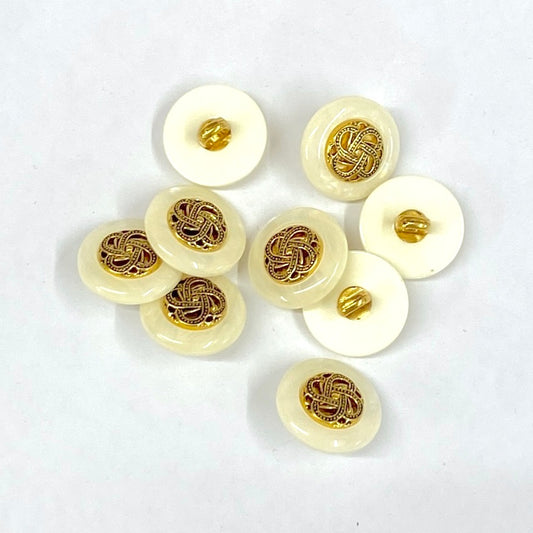 SULLIVANS Button Shanked Pearl & Gold 15mm | Mollies Make And Create NZ