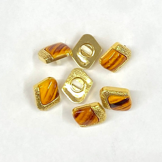SULLIVANS Button Shanked Gold & Amber 15mm | Mollies Make And Create NZ