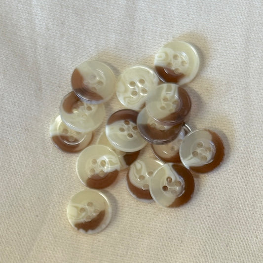 SULLIVANS Button 4-Hole Cream/Brown 15mm / Mollies New Zealand