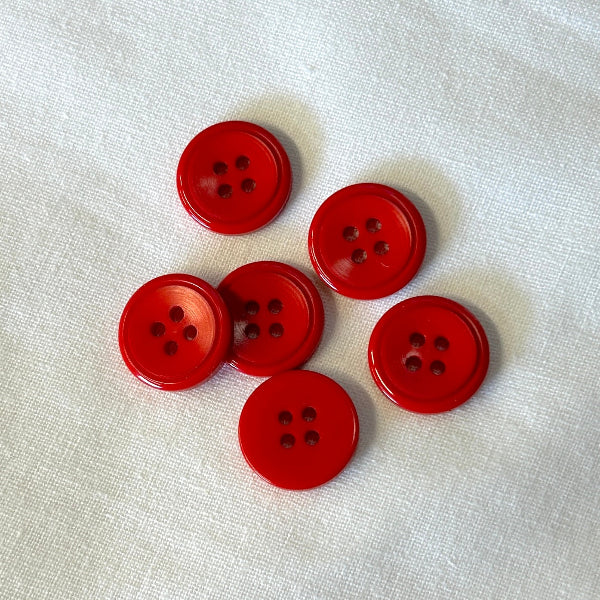 Button 4-Hole Red 15mm / Mollies New Zealand