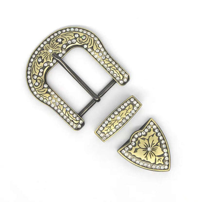 IVAN Rhinestone Buckle Set Antique Brass 40mm (1-1 2") / Mollies New Zealand