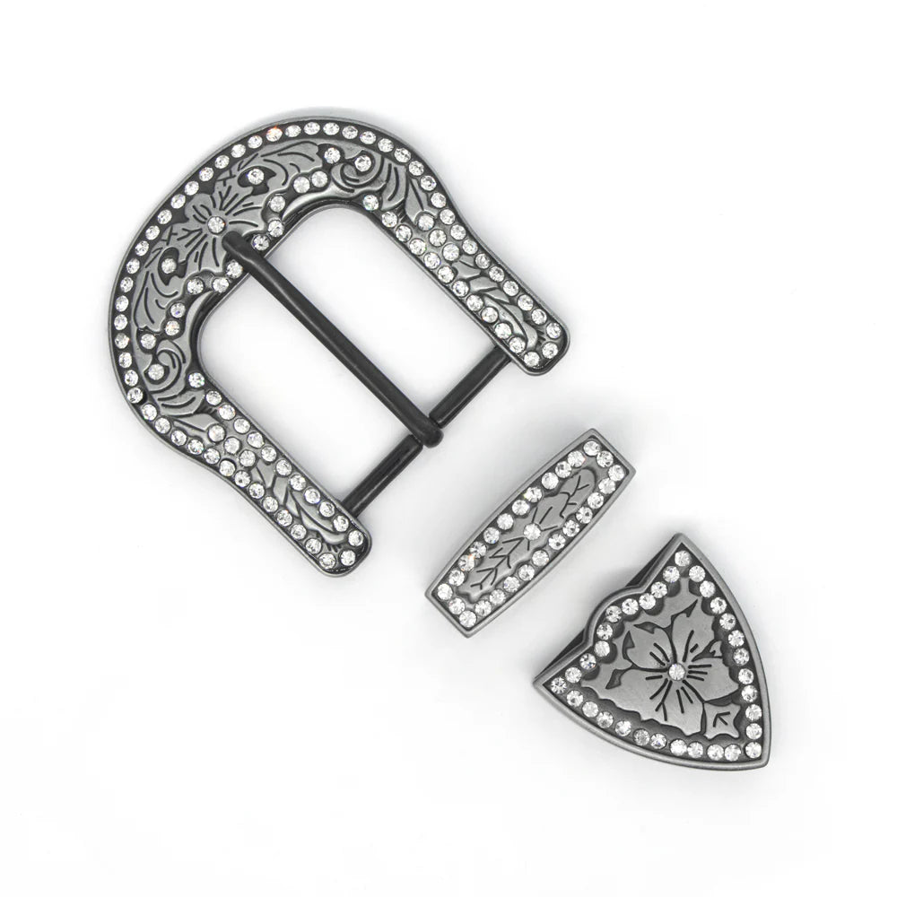 IVAN Rhinestone Buckle Set Antique Nickel 40mm (1-1 2") / Mollies New Zealand