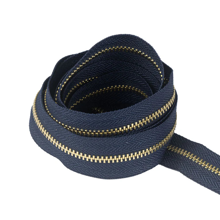 IVAN Brass #3 Zipper Tape Navy Blue 2m #3 / Mollies New Zealand