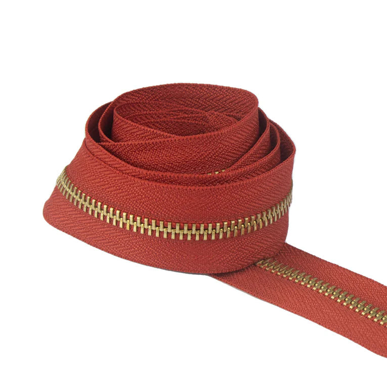 IVAN Brass #5 Zipper Tape Red 2m #5 / Mollies New Zealand