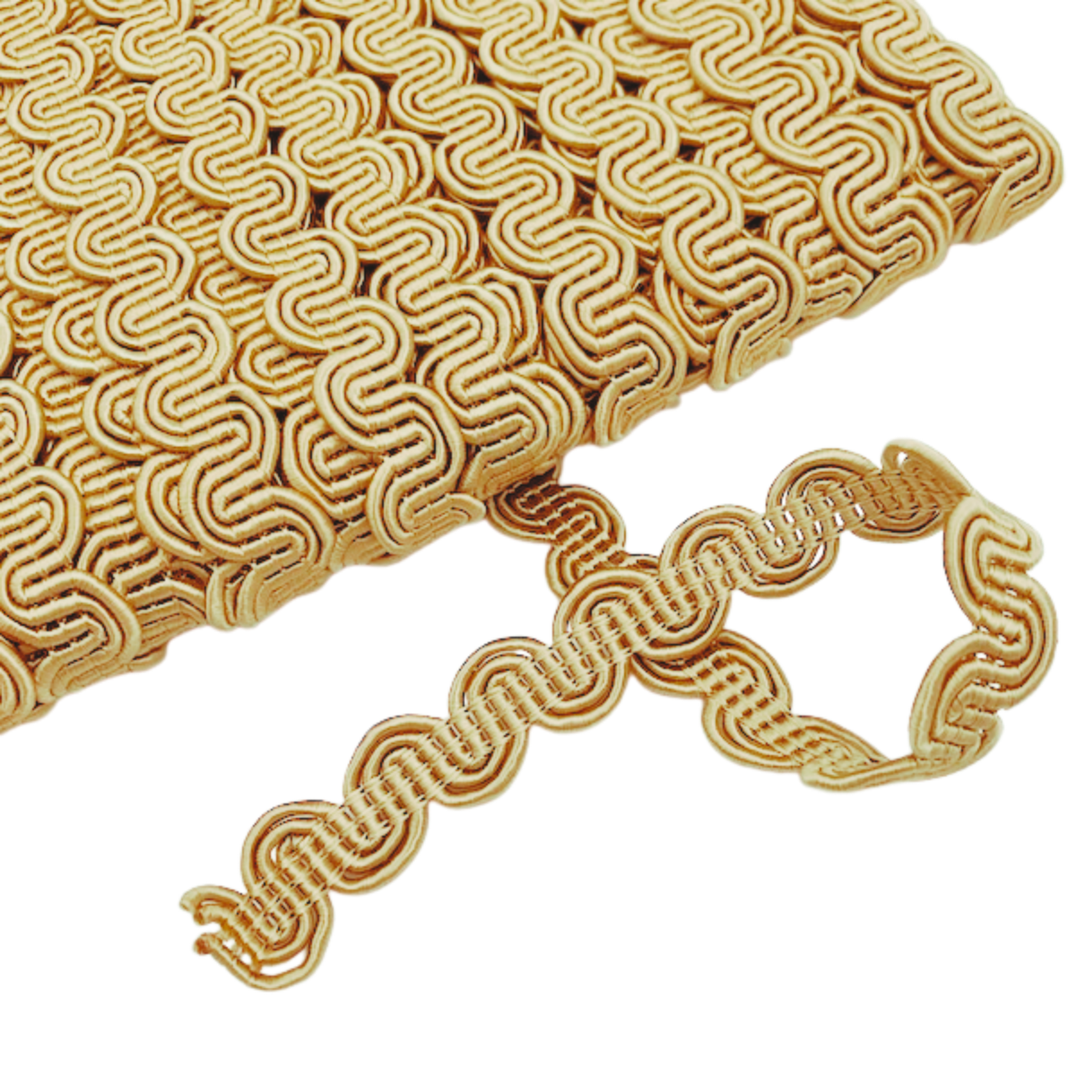 GIMP BRAID Curved 13mm Light Yellow Per meter / Mollies New Zealand