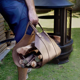 IVAN Leather Firewood Carrier | Mollies Make And Create NZ