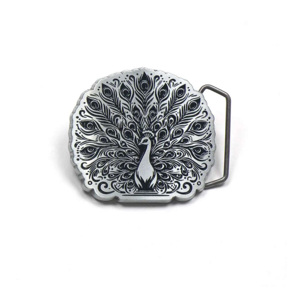 IVAN Peacock Trophy Buckle Antique Tin 38mm (1-1 2") / Mollies New Zealand