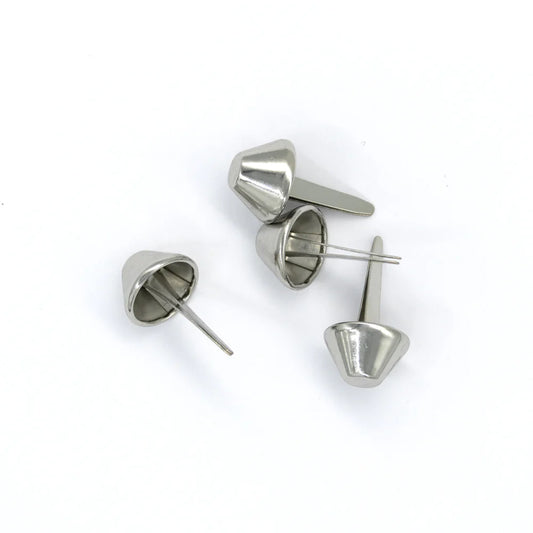 IVAN Bag Feet Cone Prong Back Nickel Plate 15.5mm (5 8") 4 Pack / Mollies New Zealand
