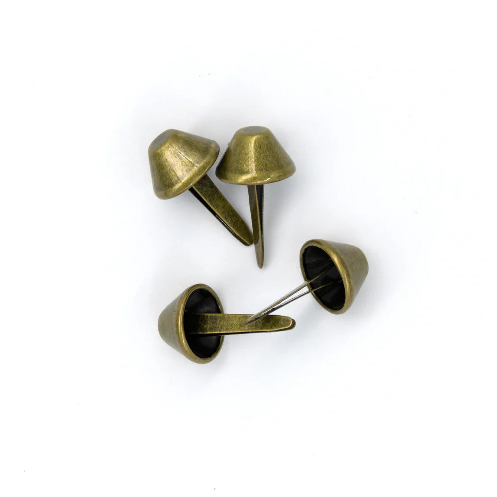 IVAN Bag Feet Cone Prong Back Antique Brass 15.5mm (5 8") 4 Pack / Mollies New Zealand