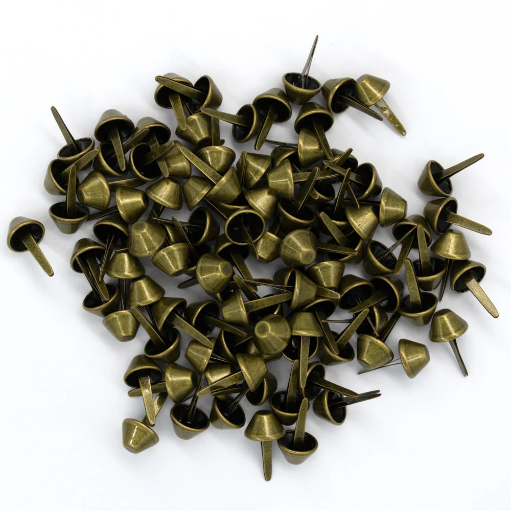IVAN Bag Feet Cone Prong Back Antique Brass 15.5mm (5 8") 100 Pack / Mollies New Zealand