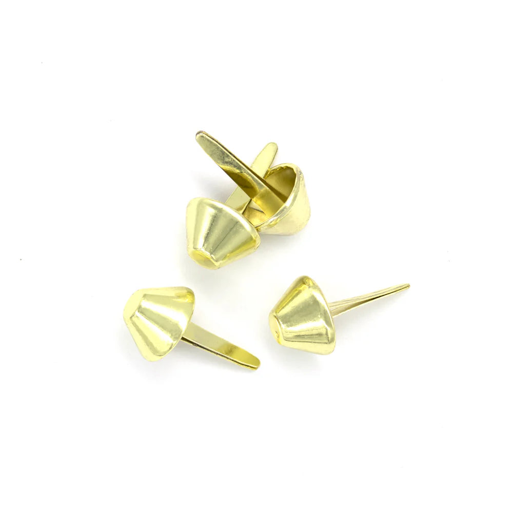 IVAN Bag Feet Cone Prong Back Brass Plate 15.5mm (5 8") 4 Pack / Mollies New Zealand