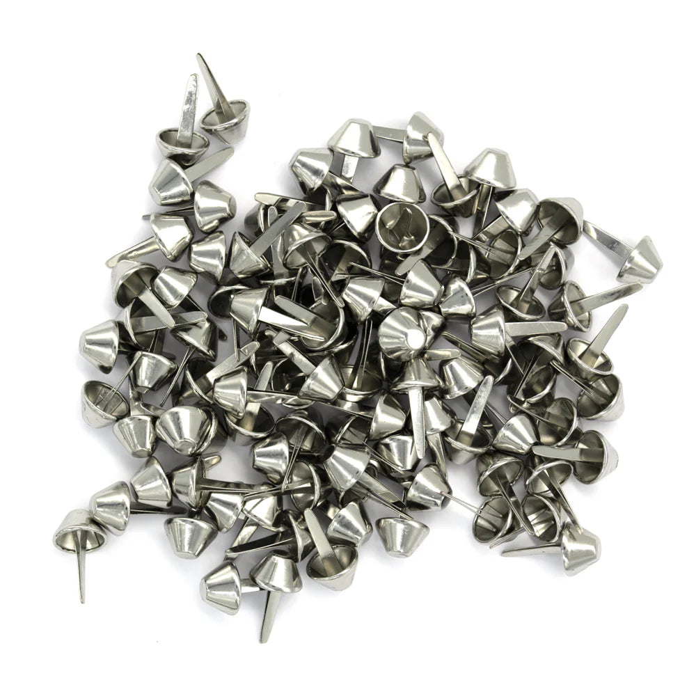 IVAN Bag Feet Cone Prong Back Nickel Plate 15.5mm (5 8") 100 Pack / Mollies New Zealand