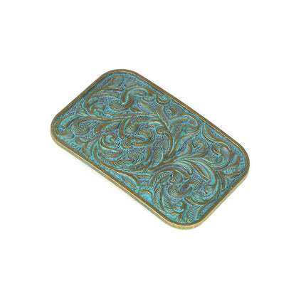 IVAN Sheridan Rectangle Trophy Buckle Antique Brass Green 38mm (1-1 2") / Mollies New Zealand