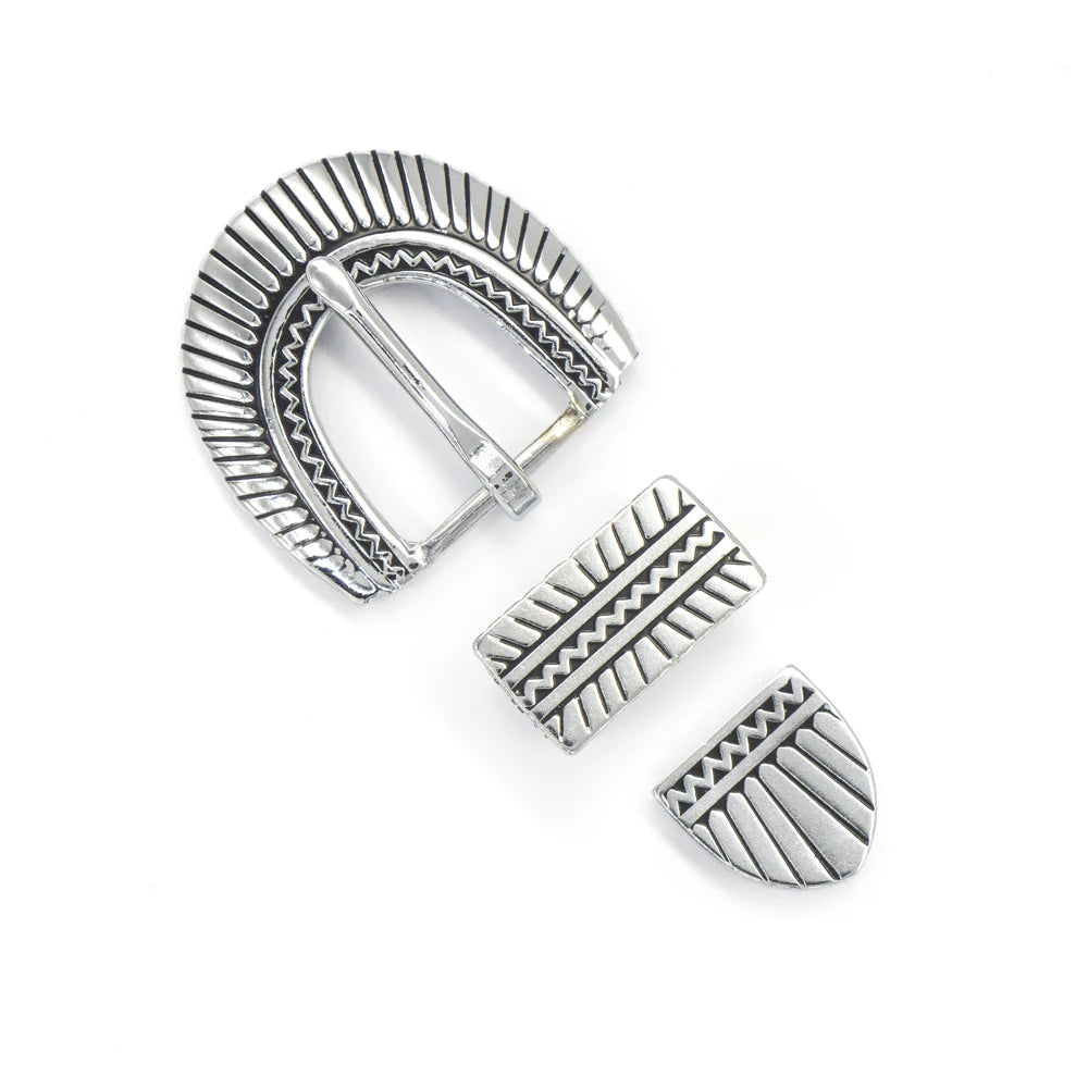 IVAN Starburst Buckle Set Silver Plate Black 20mm (3 4") / Mollies New Zealand