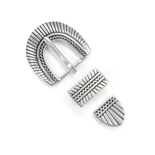 IVAN Starburst Buckle Set Silver Plate Black 20mm (3 4") / Mollies New Zealand