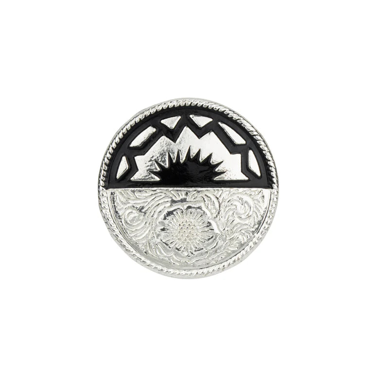 IVAN Sunburst Concho Silver Plate Black 32mm (1-1 4") / Mollies New Zealand