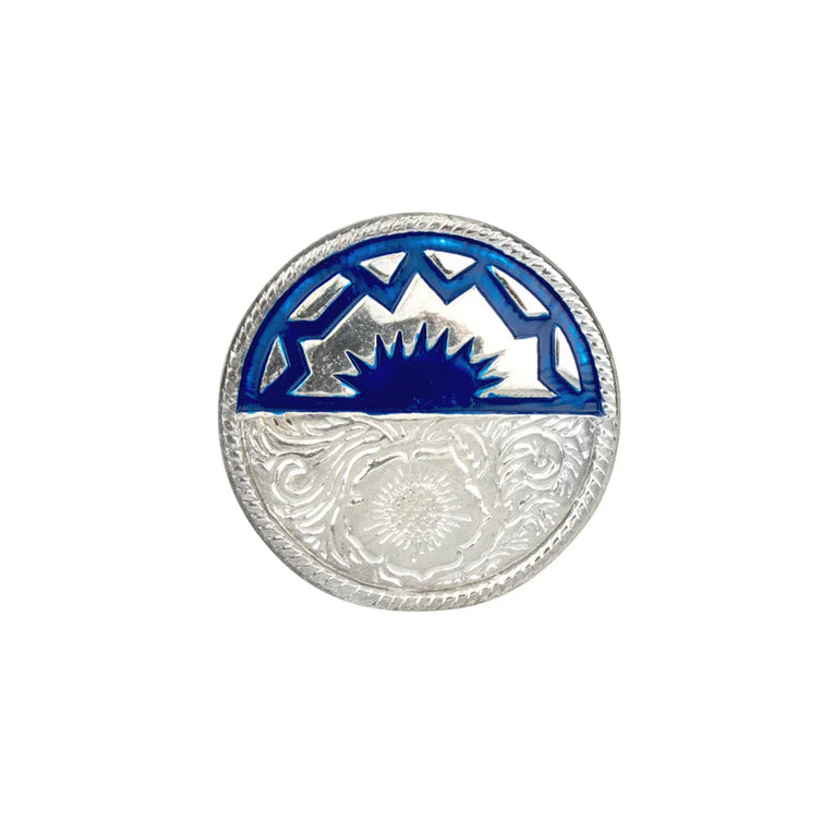 IVAN Sunburst Concho Silver Plate Blue 32mm (1-1 4") / Mollies New Zealand