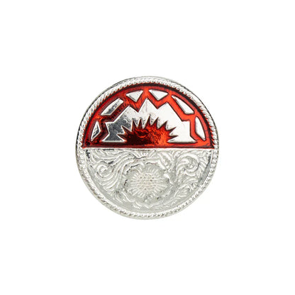 IVAN Sunburst Concho Silver Plate Red 32mm (1-1 4") / Mollies New Zealand
