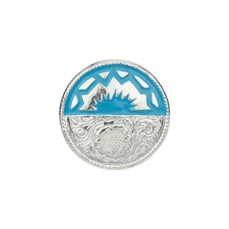 IVAN Sunburst Concho Silver Plate Turquoise 32mm (1-1 4") / Mollies New Zealand