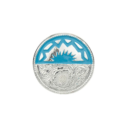 IVAN Sunburst Concho Silver Plate Turquoise 32mm (1-1 4") / Mollies New Zealand