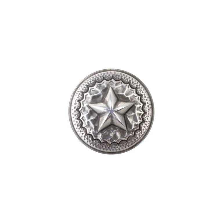 IVAN Hammered Texas Star Concho Antique Silver 25mm (1") / Mollies New Zealand
