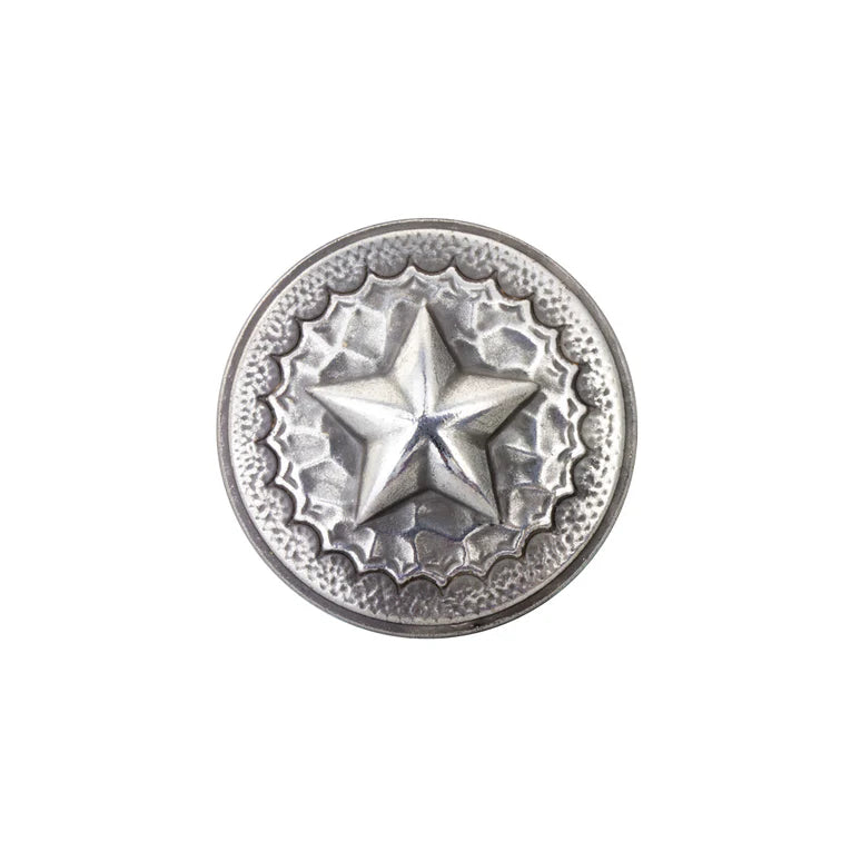 IVAN Hammered Texas Star Concho Antique Silver 32mm (1-1 4") / Mollies New Zealand