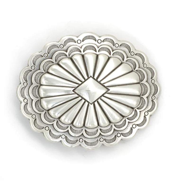 IVAN Southwest Scalloped Trophy Buckle Antique Silver 38mm (1-1 2") / Mollies New Zealand