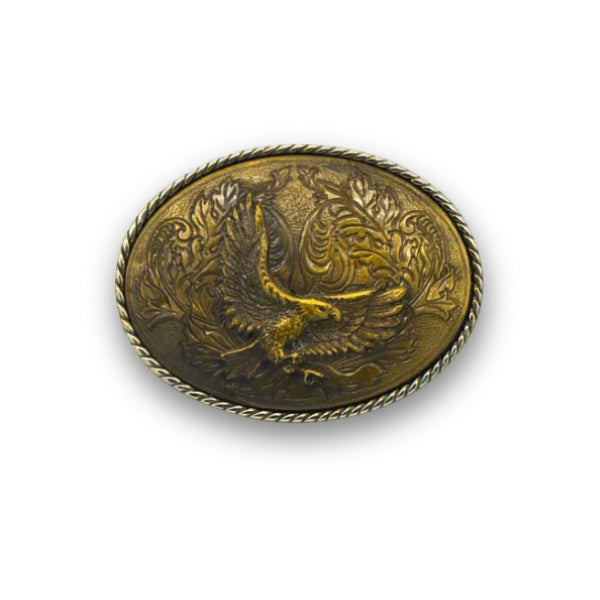 IVAN Flying Eagle Oval Trophy Buckle Antique Brass 38mm (1-1 2") / Mollies New Zealand