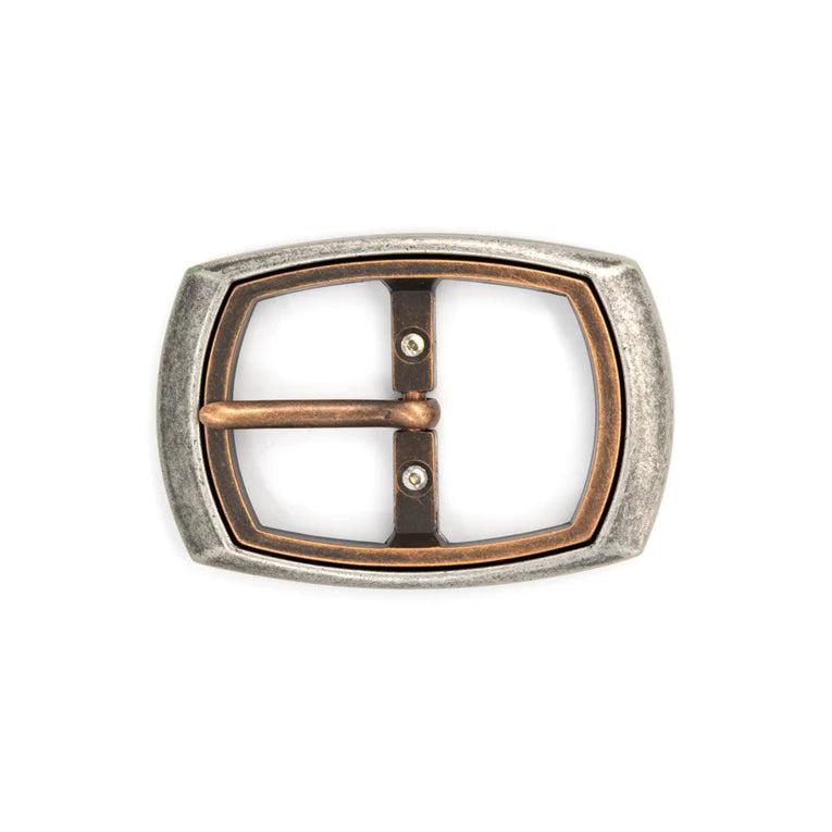 IVAN Two Tone Legend Center Bar Buckle Antique Nickel Antique Copper 38mm (1-1 2") / Mollies New Zealand
