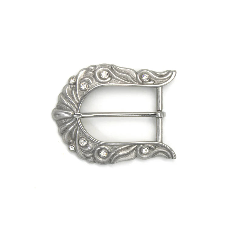 IVAN Western Crystal End Bar Buckle Nickel Plate 38mm (1-1 2") / Mollies New Zealand