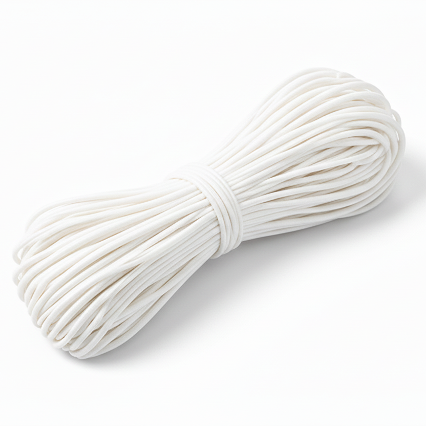 SULLIVANS Round Elastic Cord White 3mm Per meter / Mollies New Zealand