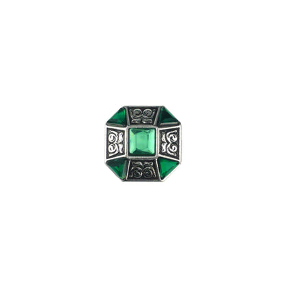 IVAN Crystal Heptagon Concho Green Antique Silver 25mm (1") / Mollies New Zealand