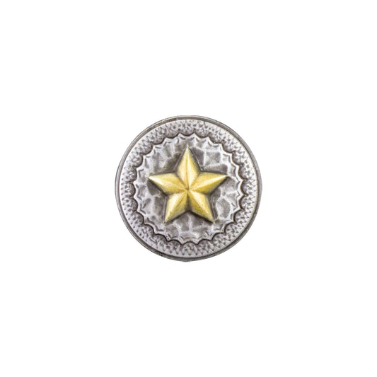 IVAN Hammered Texas Star Concho Antique Silver Antique Gold 25mm (1") / Mollies New Zealand