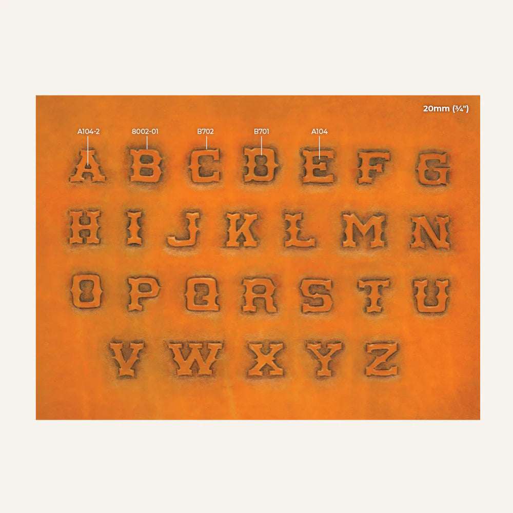 MAKERAID Embossed Pattern 3/4" Old Western Alphabet / Mollies New Zealand