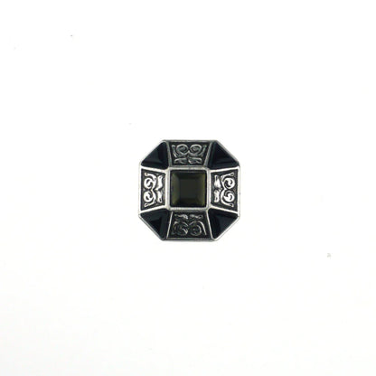 IVAN Crystal Heptagon Concho Black Antique Silver 25mm (1") / Mollies New Zealand