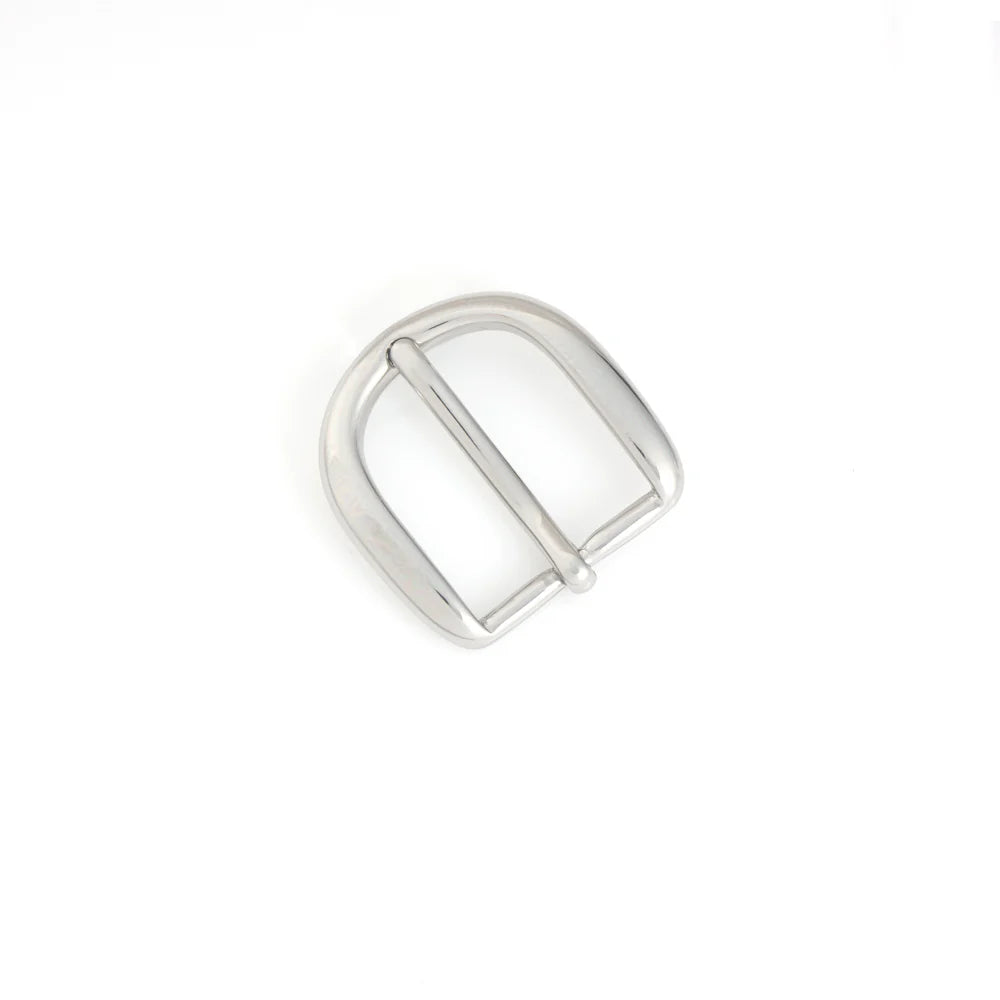 IVAN Round Heal End Bar Buckle Solid Brass Nickel Plate 28mm (1-1 8") / Mollies New Zealand