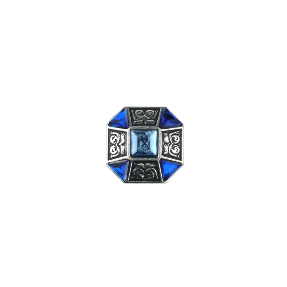 IVAN Crystal Heptagon Concho Blue Antique Silver 25mm (1") / Mollies New Zealand